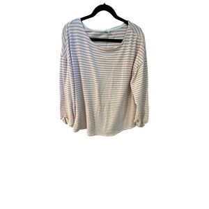 Old Navy Light Pink White Striped Terry Cloth Sweatshirt Size XXL